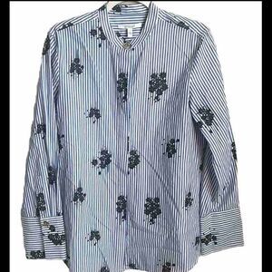 Derek Lam 10 Crosby Striped Mock Neck Button Up Top 8